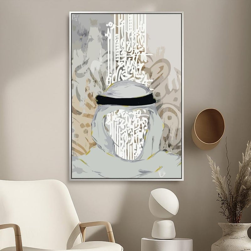 ماركتنا لوحة قماشية بتصميم الفن النجدي مع برواز مجوف مقاس (40×60) قطعة واحدة - Image 3