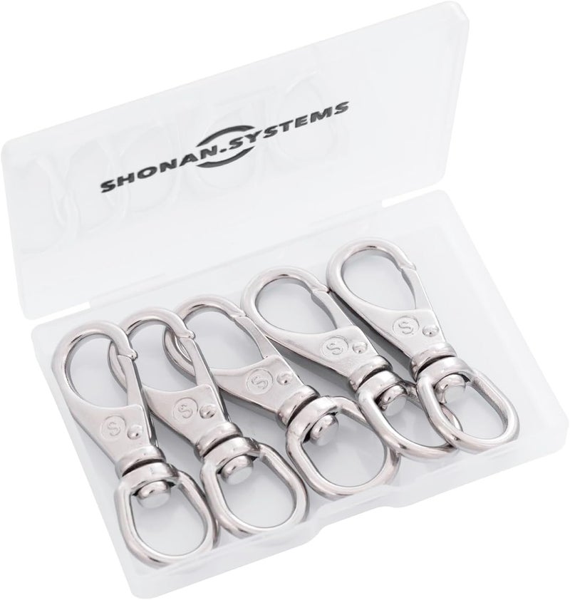 Shonan.Systems SHONAN 2.7 Inch Swivel Snap Hooks, 5 Pack Marine Grade Spring Snaps, Flag Pole Clips, Swivel Hook Clips for Scuba Diving, Dog leashes, Keychains, Bird Feeders - Image 5