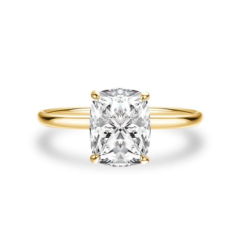 Effinny 2.5/3.5ct Elongated Cushion Cut Moissanite Engagement Ring,Genuine D Color VVS1 Clarity,925 Sterling Silver Solitaire Promise Ring for Wedding,Daily,Travel,Party (Golden,2.5ct, 7) - Image 1