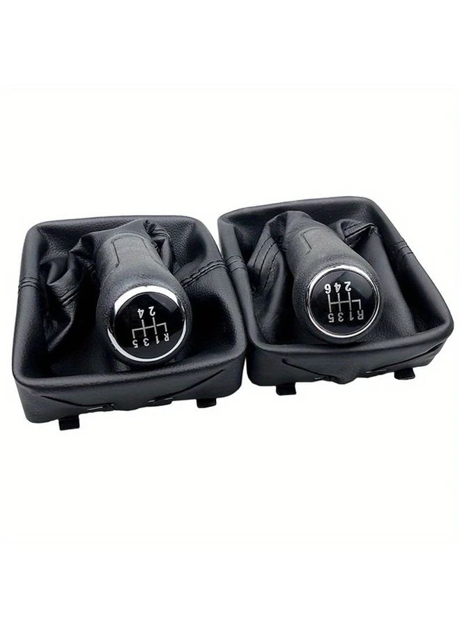 Black 6 Speed Premium PU Leather Gear Knob Boot Cover Kit for Volkswagen 9N 9N2 GTI 2002 2009 - Image 4
