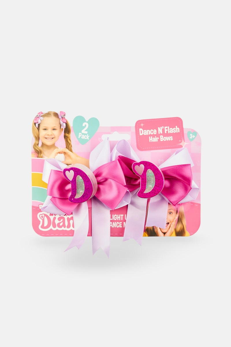 Love Diana Kids Girl 2 Pcs Dance N Flash Hair Bows, Pink Combo  - Image 1
