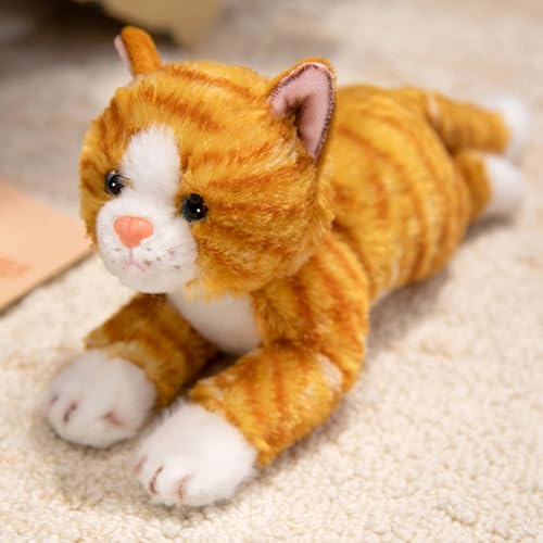 PEACH CAT Striped Cat Stuffed Animal 98 Realistic Kitten Plushies Soft Plush Toys Gifts for Kids Orange - Image 1