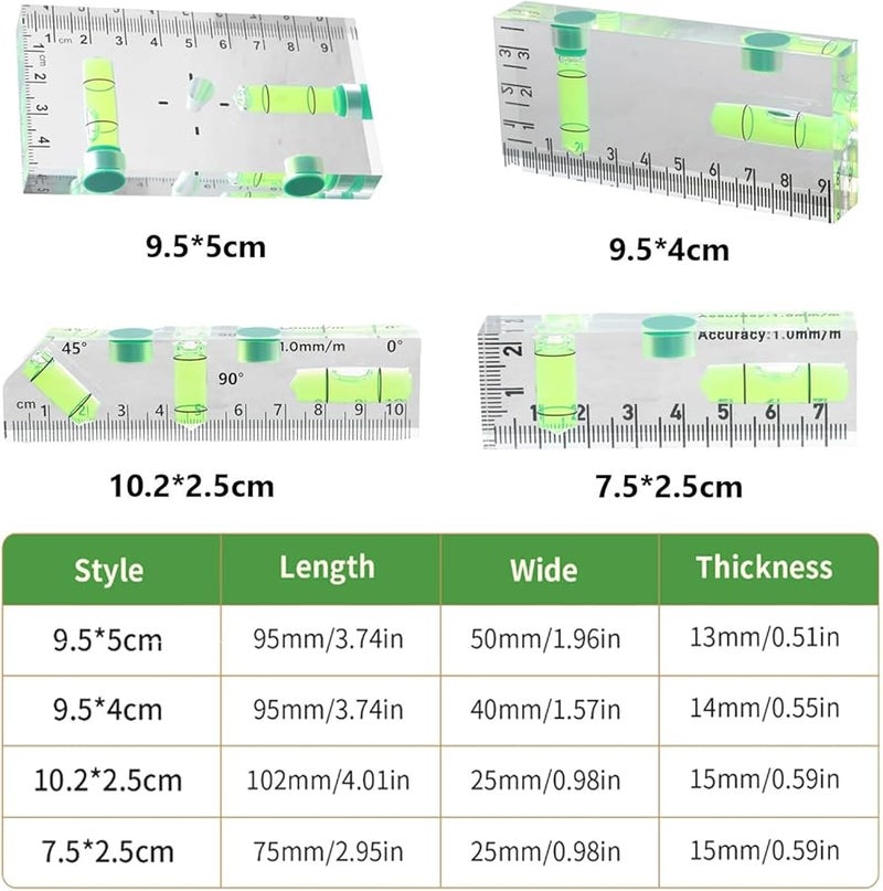Acrylic Check Bubble Level Tool 75x25x15MM with 90 and 180 Degree Strong Base - Image 5