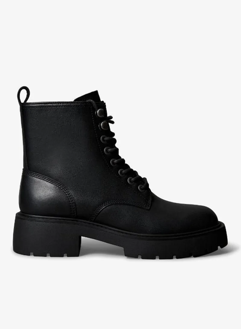 Chunky Lace Up Zip Boots