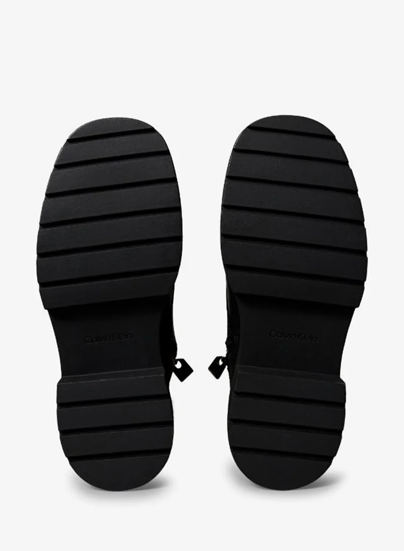 Calvin Klein Jeans Leather Chunky Heeled Lace-Up Boots