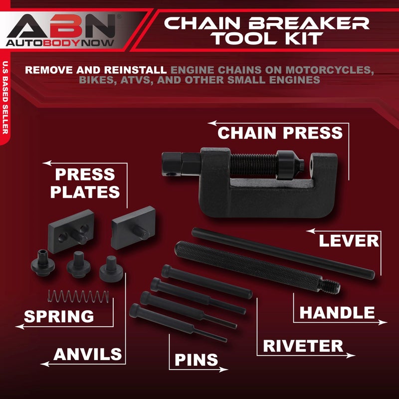 ABN طقم أدوات كسر السلسلة ABN مع صندوق تخزين - 13 قطعة لإزالة روابط السلسلة والدوران للدراجات النارية والدراجات و ATV من 35 إلى 630 - Image 2