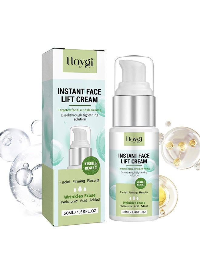 Hoygi Instant Face Lifting And Tightening Cream, Facial Moisturizer With Hyaluronic Acid, Instant Wrinkle Remover, Face Lift Serum Cream Visibly Firming Wrinkles And Sagging Skin, Smooth Fine Lines, Wrinkles, Reduces Puffiness, 50ml - Image 1