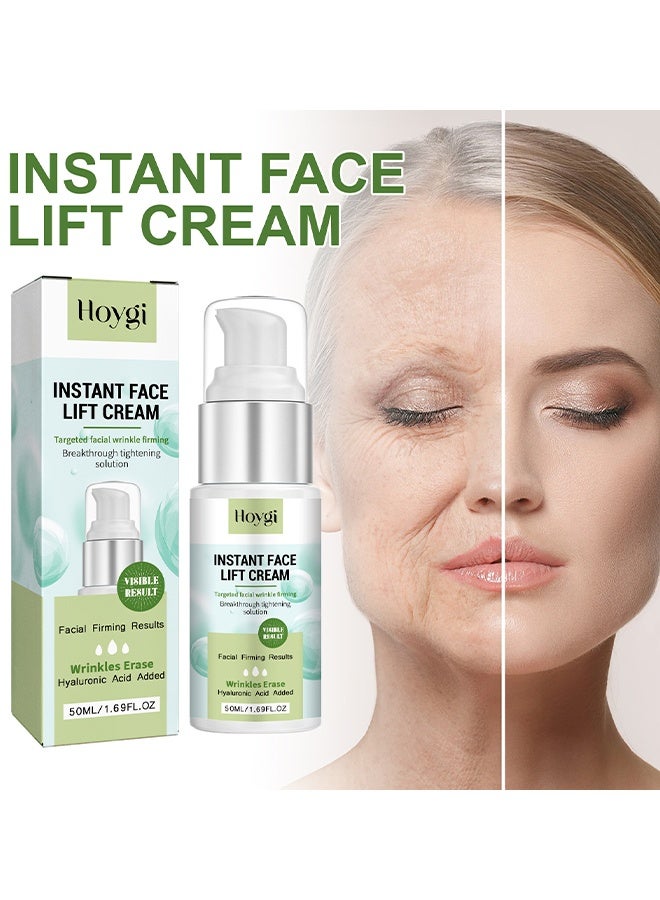 Hoygi Instant Face Lifting And Tightening Cream, Facial Moisturizer With Hyaluronic Acid, Instant Wrinkle Remover, Face Lift Serum Cream Visibly Firming Wrinkles And Sagging Skin, Smooth Fine Lines, Wrinkles, Reduces Puffiness, 50ml - Image 2
