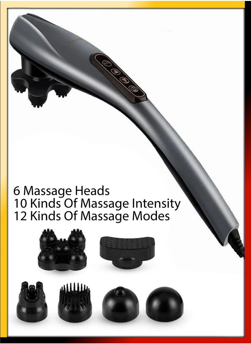 DBLEW - Electric Handheld 6 Heads Full Body Massager With Long Handle Deep Tissue Hammer Massage Percussion Vibration For Neck Shoulder Back Arms Leg Foot Calf Muscle Relax Pain Hand Tension Relief - Image 1