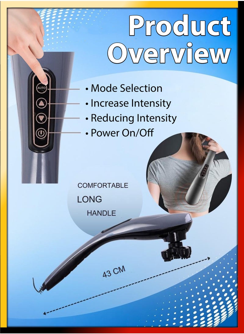 DBLEW - Electric Handheld 6 Heads Full Body Massager With Long Handle Deep Tissue Hammer Massage Percussion Vibration For Neck Shoulder Back Arms Leg Foot Calf Muscle Relax Pain Hand Tension Relief - Image 1