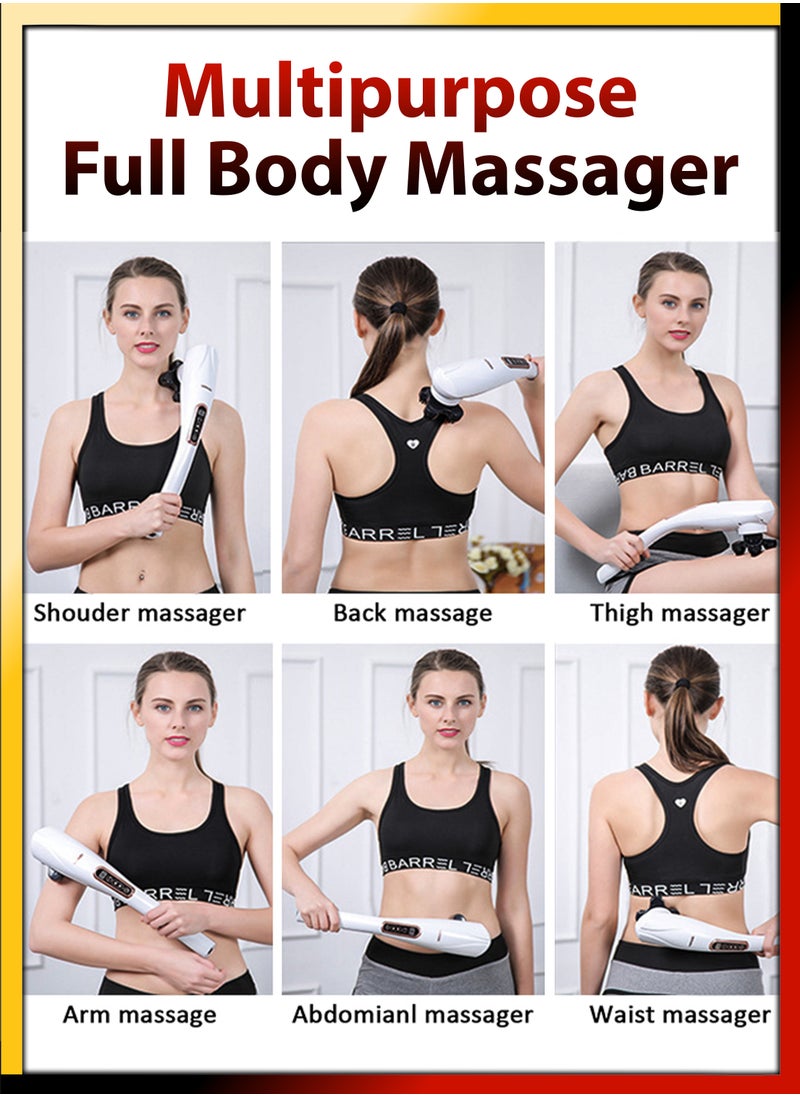 DBLEW - Electric Handheld 6 Heads Full Body Massager With Long Handle Deep Tissue Hammer Massage Percussion Vibration For Neck Shoulder Back Arms Leg Foot Calf Muscle Relax Pain Hand Tension Relief - Image 1
