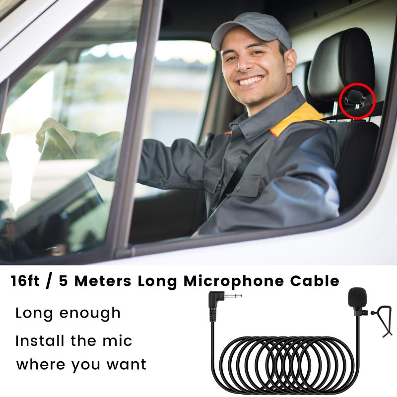 weishan 3.5mm Car Microphone 16ft External Assembly Mic Replacement for Boss JVC Sony Pioneer Vehicle Head Unit Enabled Stereo Radio CD GPS DVD with 2.5mm Adapter - Image 2