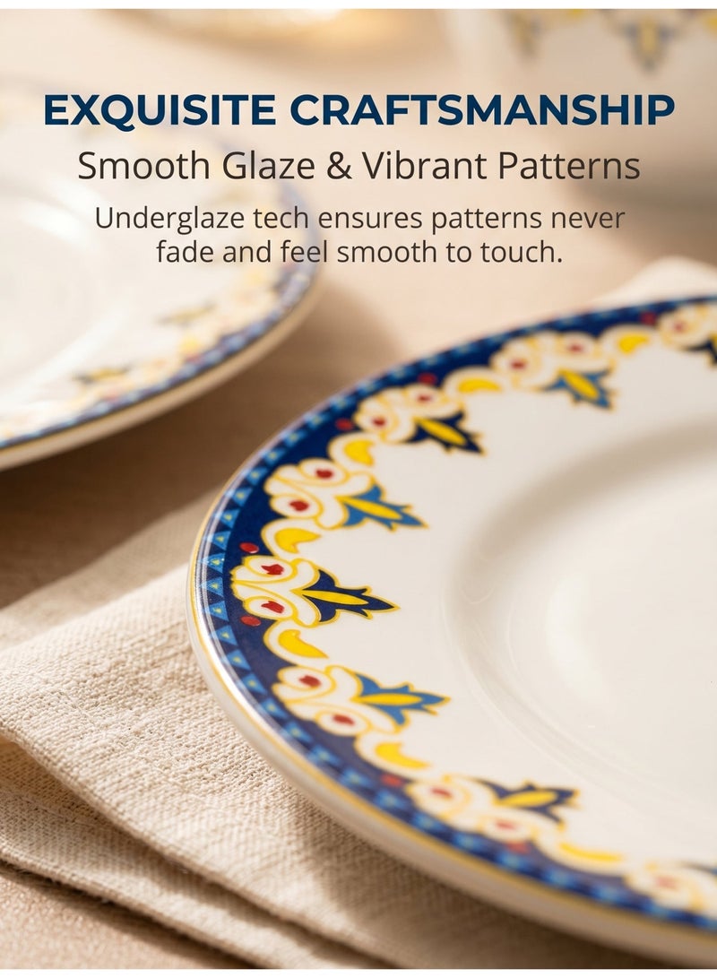 nihao 18 Piece High Quality Porcelain Dinner Set- Includes 6*10 inch Plates, 6*8 inch Plates, 6*4.5 Inch Vegetable Bowls, Ceramic Dinnerware Sets, Microwaveable and Freezer-Friendly/ Eco-Friendly and Food-Grade - Image 5