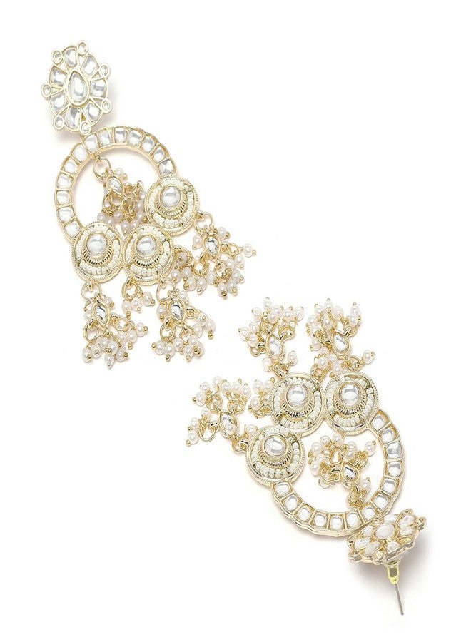 Karatcart Gold Plated Pearl and Kundan Studded Dangler Earrings for Women - Image 5