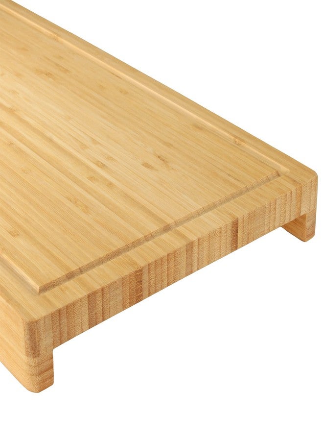 BambooMN Bamboo Griddle Cover/Cutting Board for Viking Cooktops, Vertical Cut with Raised Design, Small (10.25"x19.8"x1.50") - Image 3