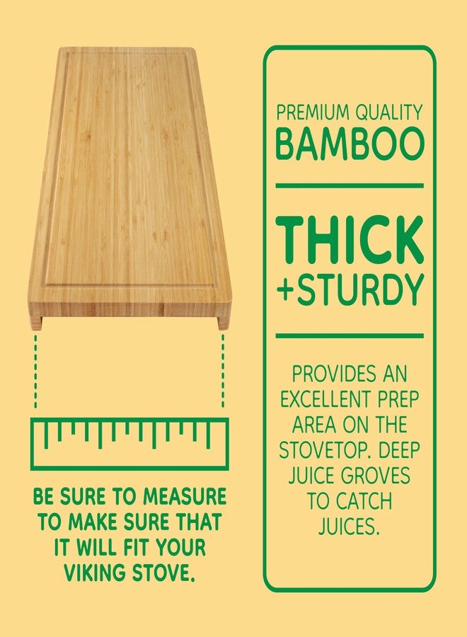 BambooMN Bamboo Griddle Cover/Cutting Board for Viking Cooktops, Vertical Cut with Raised Design, Small (10.25"x19.8"x1.50") - Image 5