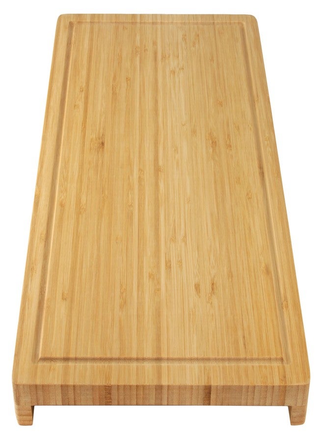 BambooMN Bamboo Griddle Cover/Cutting Board for Viking Cooktops, Vertical Cut with Raised Design, Small (10.25"x19.8"x1.50") - Image 1