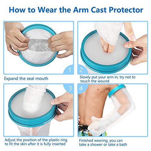 VALLEYWIND Kids Arm Cast Covers for Shower Bath Teens Waterproof and Watertight Cast Bandage Protector Bag for Broken Surgery Wound Arm, Hands, Wrists, Elbow, Fingers, Reusable Keeps Bandage Dry (L) - Image 5