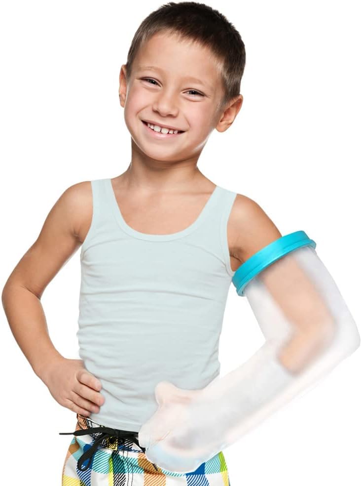 VALLEYWIND Kids Arm Cast Covers for Shower Bath Teens Waterproof and Watertight Cast Bandage Protector Bag for Broken Surgery Wound Arm, Hands, Wrists, Elbow, Fingers, Reusable Keeps Bandage Dry (L) - Image 1