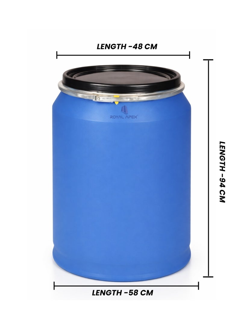 Royal Apex 220 Liter Food Grade Drum Blue Color Open Top Pvc Storage Container For Multipurpose - Image 2