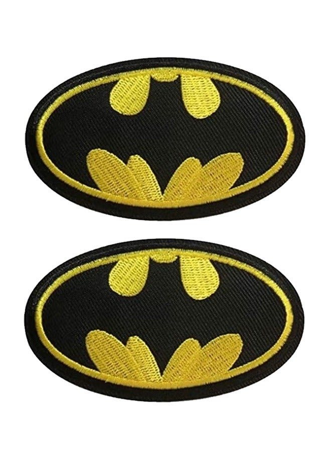 2PCS Batman Logo Applique Iron-On Patch Black/Yellow 9.6x5.6cm - Image 1