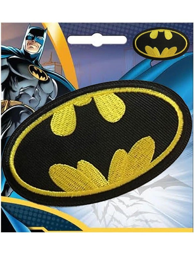2PCS Batman Logo Applique Iron-On Patch Black/Yellow 9.6x5.6cm - Image 2