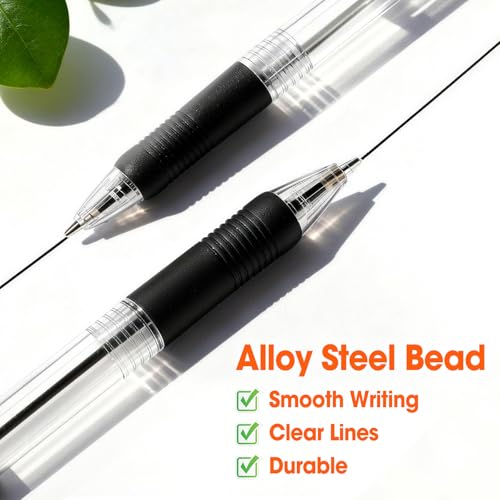 YesBes 100 Pack Ballpoint Pens Bulk, Retractable Black Pens Ballpoint Medium Point 1mm with Super Soft Grip, No Bleed Ink Pens Smooth Writing, School, Office, Teacher Supplies, Best Gifts for Coworkers - Image 3
