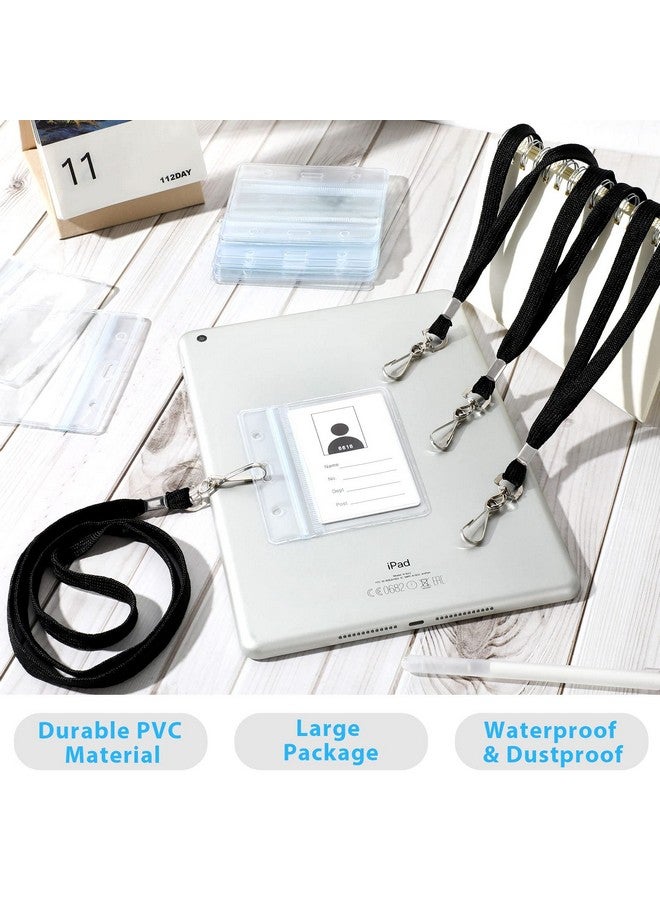 Marspark 100 Sets Clear Lanyard With Id Holder Bulk Flat Lanyard With Retractable Badge Plastic Name Badge Holder With J Hook Clip Waterproof Lanyard With Badge Holder For Business - Image 5