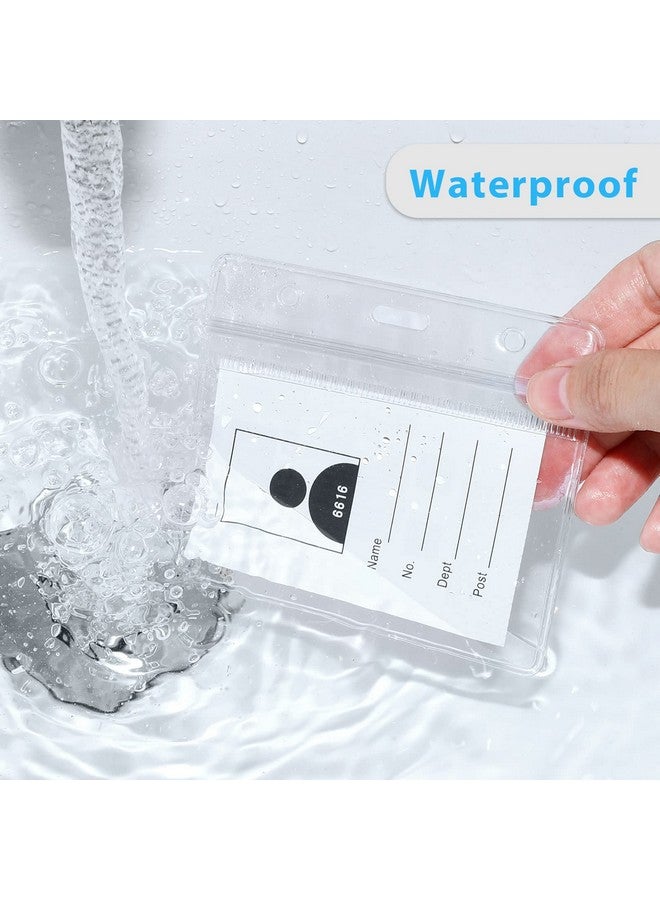 Marspark 100 Sets Clear Lanyard With Id Holder Bulk Flat Lanyard With Retractable Badge Plastic Name Badge Holder With J Hook Clip Waterproof Lanyard With Badge Holder For Business - Image 4