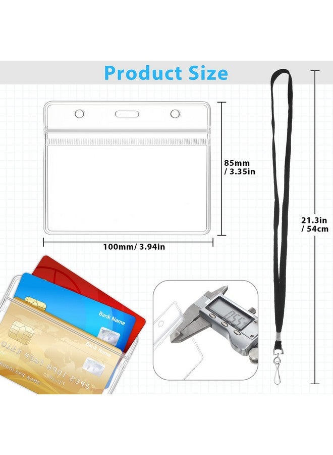 Marspark 100 Sets Clear Lanyard With Id Holder Bulk Flat Lanyard With Retractable Badge Plastic Name Badge Holder With J Hook Clip Waterproof Lanyard With Badge Holder For Business - Image 3