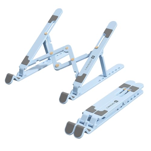 Portronics My Buddy K Lite Foldable Laptop Stand with Adjustable Heights, Anti-Slip Silicone Pads, Collapsible Design, 5 kg Max Weight, ABS Build, Portable & Lightweight Holder Riser(Blue) - Image 1