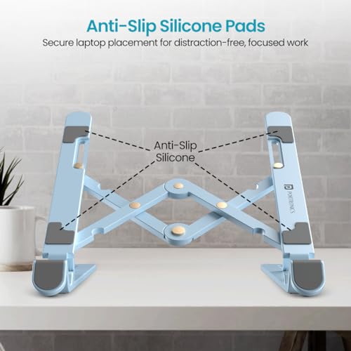 Portronics My Buddy K Lite Foldable Laptop Stand with Adjustable Heights, Anti-Slip Silicone Pads, Collapsible Design, 5 kg Max Weight, ABS Build, Portable & Lightweight Holder Riser(Blue) - Image 5