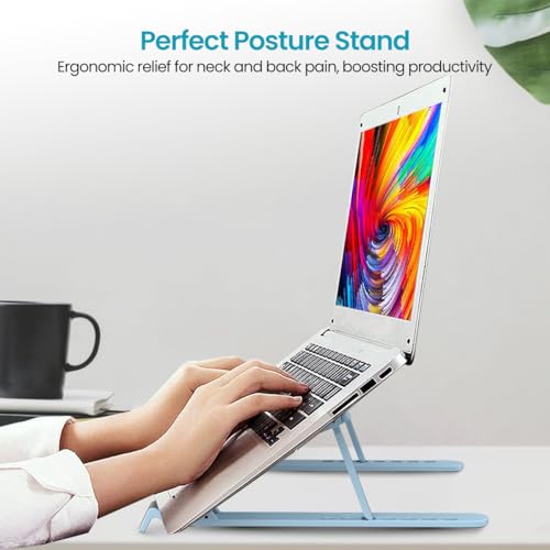 Portronics My Buddy K Lite Foldable Laptop Stand with Adjustable Heights, Anti-Slip Silicone Pads, Collapsible Design, 5 kg Max Weight, ABS Build, Portable & Lightweight Holder Riser(Blue) - Image 3