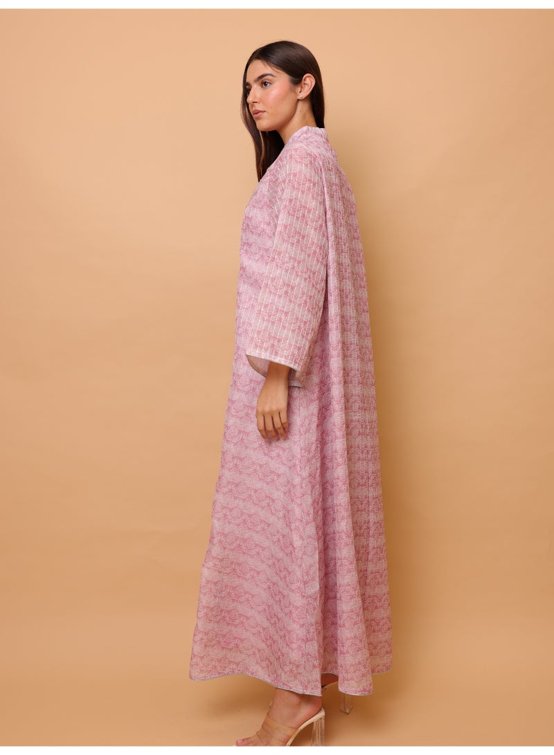 اكسا جلابية مطبوعة بلونين ذهبيين مزينة بالترتر - Image 3