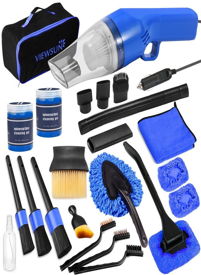 Viewsun 18PCS Car Cleaning Kit, Car Interior Detailing Kit with Blue High Power Handheld Vacuum, Detailing Brush Set, Windshield Cleaner, Cleaning Gel, Complete Auto Accessories for Men, Women - Image 1