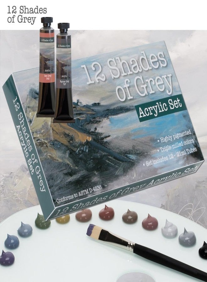 Creative Mark 12 Shades Of Grey Acrylic Paint Colors - Set of 12 Assorted Greys (21ml/0.7oz), Highly Pigmented Grey Colors for Painting & Crafts - Image 5