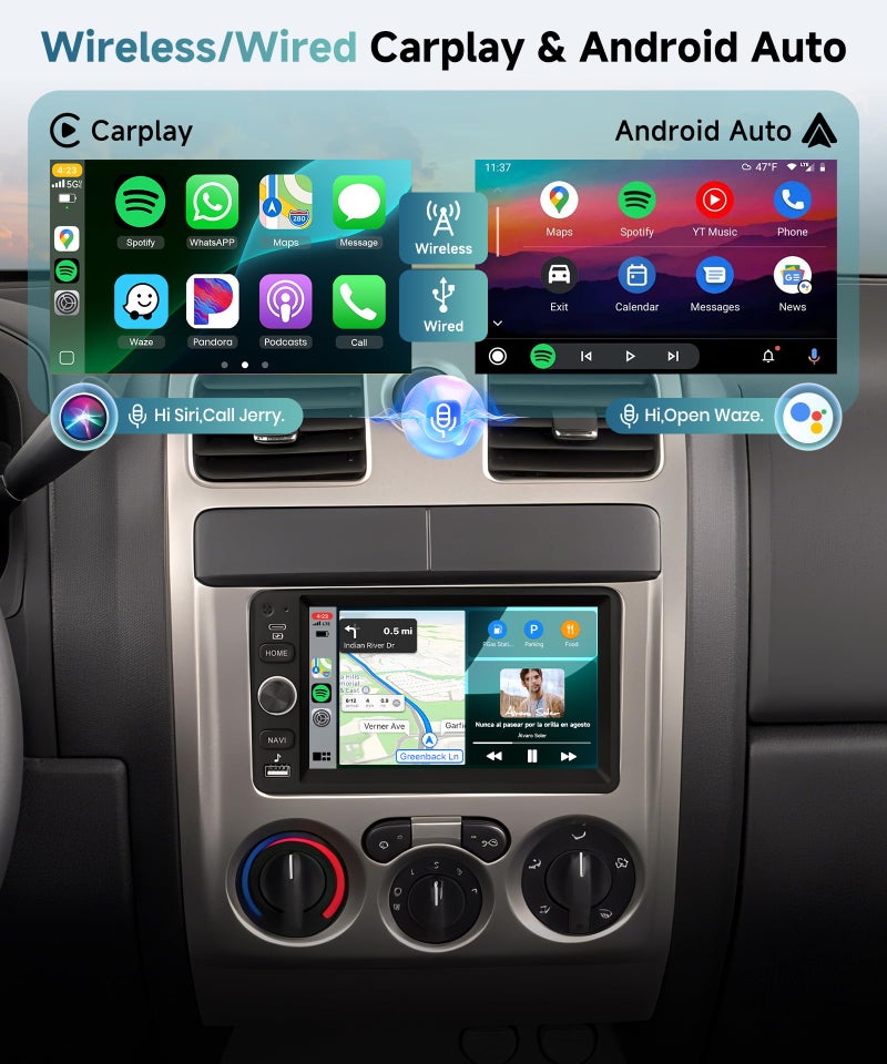 Sellrich 4 Core 2G+64G Car Radio for 2003-2006 Chevrolet Chevy Silverado GMC Sierra Yukon Tahoe Impala Hummer H2, 7" IPS Touch Screen Android Car Stereo with DSP Carplay Android Auto FM SWC Backup Camera - Image 4