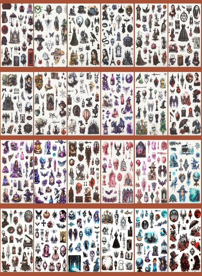 SAMVARDHAN Sticker Book Set – 24 Sheets/480+ Paper Sticker Booklet, Decoration Washi Stickers, Die-Cut Sticker's for Project, Gothic Vintage Sticker's, Journals, Scrapbooking (Night Fantasies) - Image 3