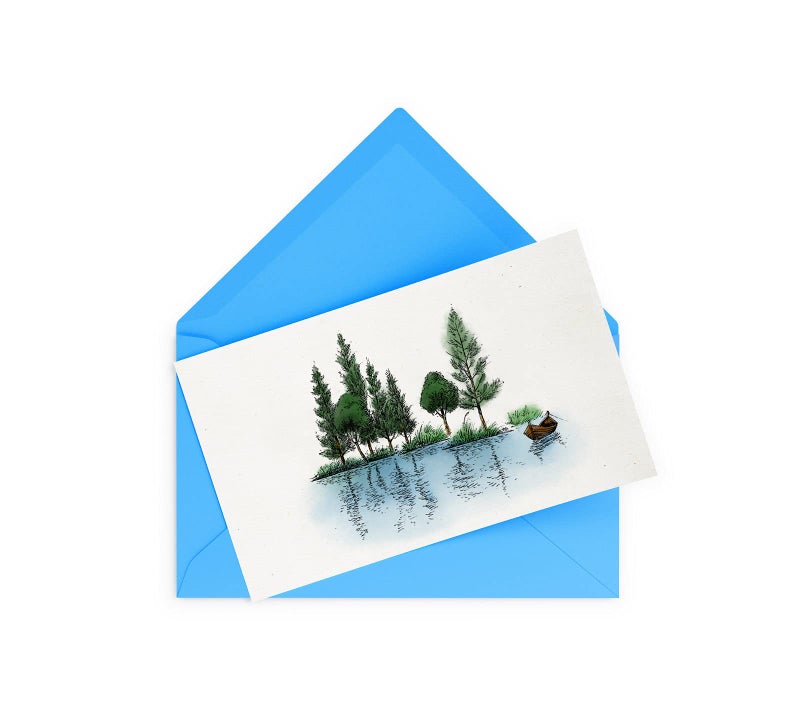 Threetols Lake River Scenery Trees Boat Clear Stamps for Card Making and Scrapbooking Card Making Words Transparent Stamps Silicone Stamps Photo Album Decor - Image 4