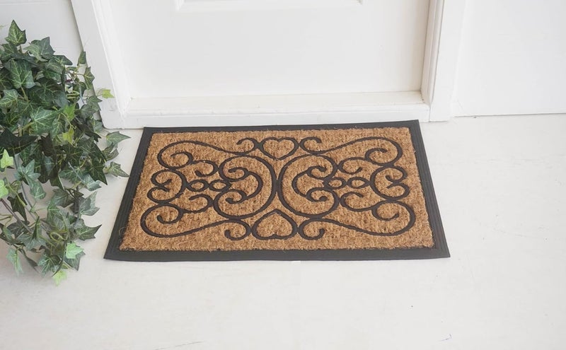 Orchid Moulded Panama Natural Doormat 40x60 cm, Non-Slip Absorbent Dirt Tapper Door Mats, Floor Mats For Front Back, 100% Natural Coir Weather Resistant Eco-friendly Entrance Mat (RB-6959) - Image 1