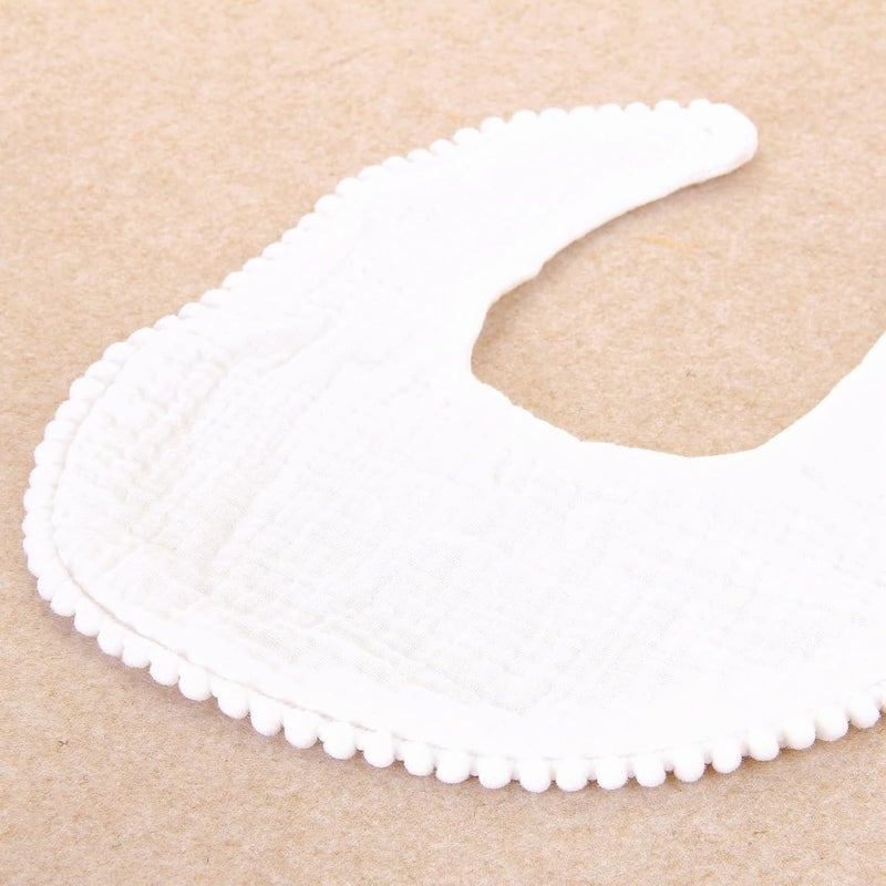 Nishine 6 PACK Muslin Baby Drooling Bibs for Unisex Boys Girls Cotton Absorbent Feedig Teething Bandana Drool Bibs Scarf Bibs White6 Pack - Image 4