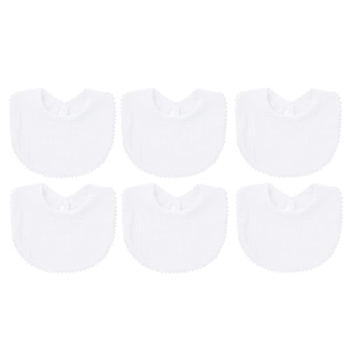 Nishine 6 PACK Muslin Baby Drooling Bibs for Unisex Boys Girls Cotton Absorbent Feedig Teething Bandana Drool Bibs Scarf Bibs White6 Pack - Image 1