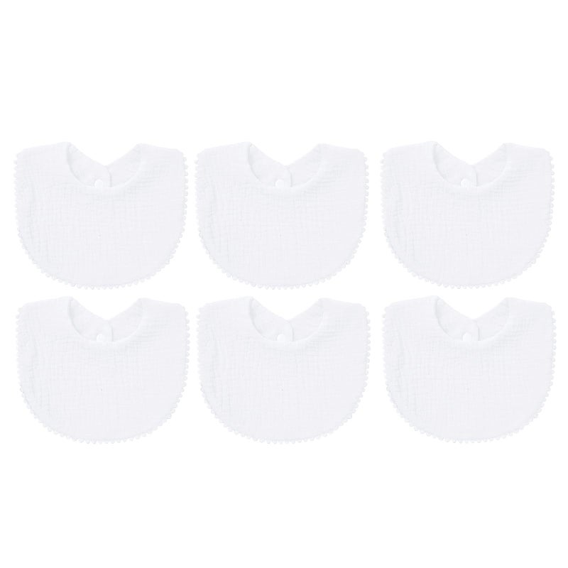 Nishine 6 PACK Muslin Baby Drooling Bibs for Unisex Boys Girls Cotton Absorbent Feedig Teething Bandana Drool Bibs Scarf Bibs White6 Pack - Image 2