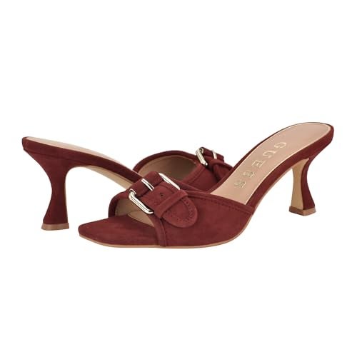 Guess Women's Dista Heeled Sandal, Dark Red Leather 600, 8.5 - Image 2