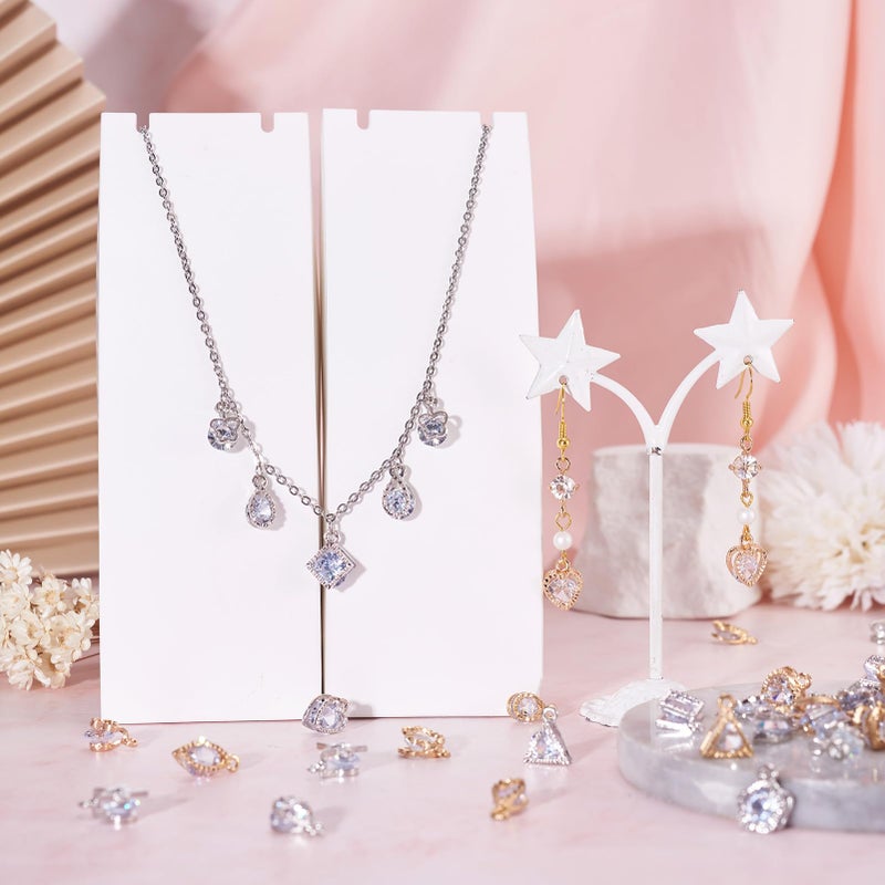 BB Beadthoven Beadthoven 1 Box 80Pcs 10 Styles Cubic Zirconia Alloy Rhinestone Charms Pendants for Necklace Bracelet Earring Jewelry Making Light Gold & Platinum - Image 5