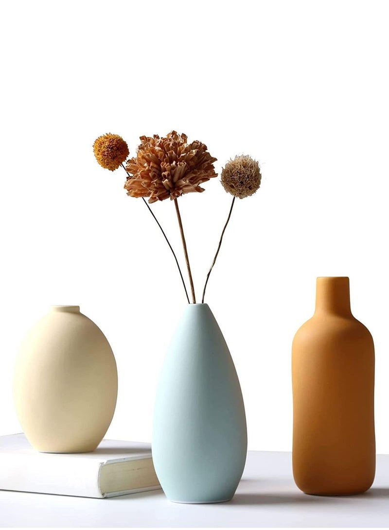 JOGAMS Ceramic Vase Set 3 for Modern Home Decor Vase for Farmhouse Living Room Tabletop Bookshelf Decoration Centerpiece Table Decor Boho Decor - Image 1