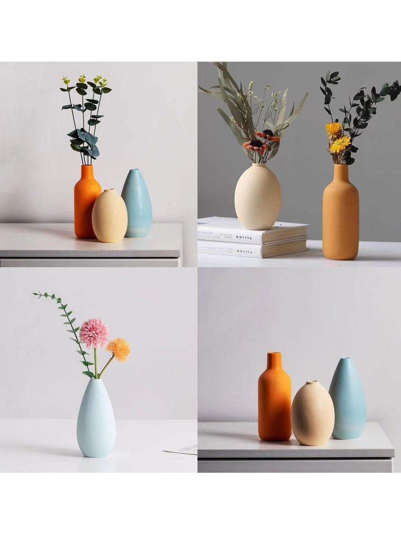 JOGAMS Ceramic Vase Set 3 for Modern Home Decor Vase for Farmhouse Living Room Tabletop Bookshelf Decoration Centerpiece Table Decor Boho Decor - Image 4