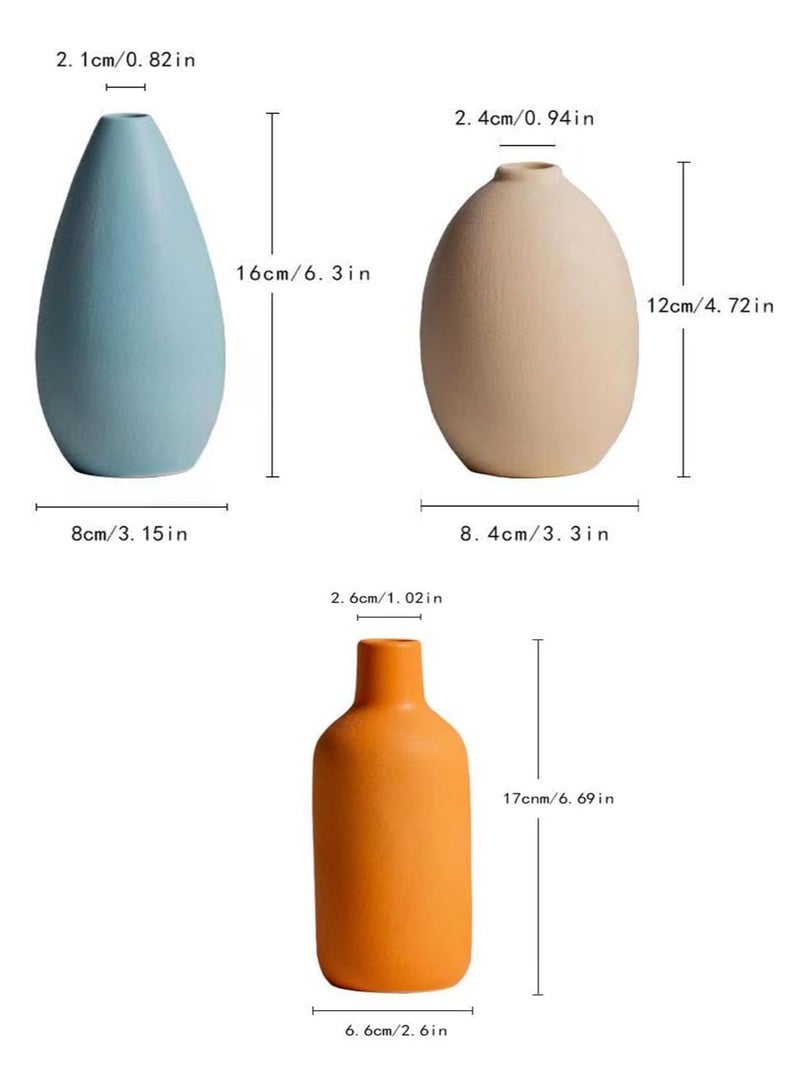 JOGAMS Ceramic Vase Set 3 for Modern Home Decor Vase for Farmhouse Living Room Tabletop Bookshelf Decoration Centerpiece Table Decor Boho Decor - Image 5