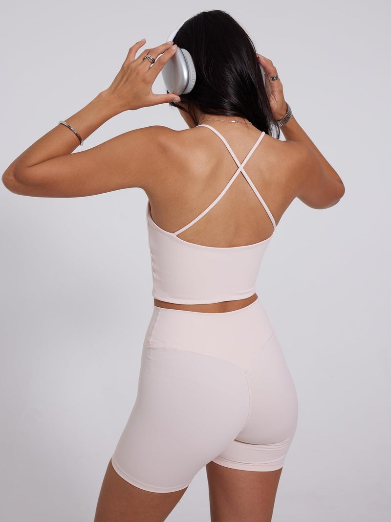 Danysu Sculpt Workout Tank Tops Women Longline Sports Bras Workout Tops for Women Light Support Strappy Padded Yoga Top Scoop Neck Rosewater S - Image 5