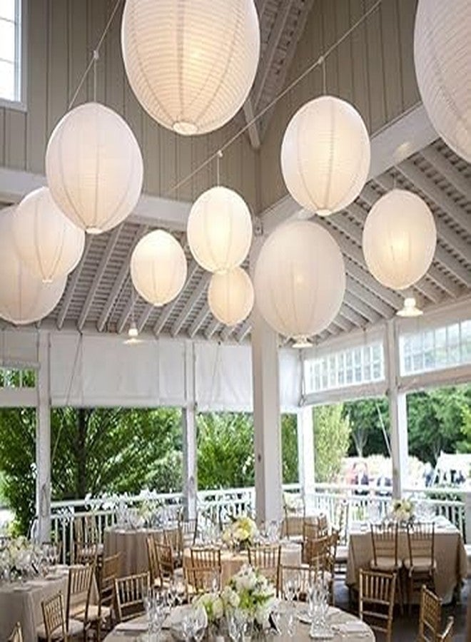 SHB "SHB 12-Inch White Paper Lamp Lantern Shade Set for Elegant Hotel and Home Decor – Ideal for Birthday and Wedding Parties – Pack of 3 Versatile Decorative Lanterns" - Image 5